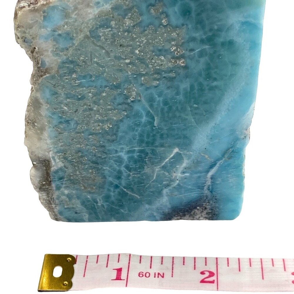 326g 11.5oz Larimar pectolite Dominican Natural Wedge Rare Slab Rock Mineral Gem - Picture 15 of 16